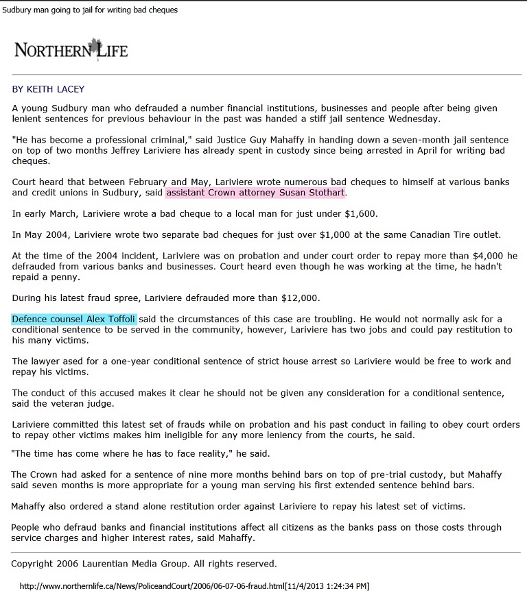 Sudbury man going to jail for writing bad cheques